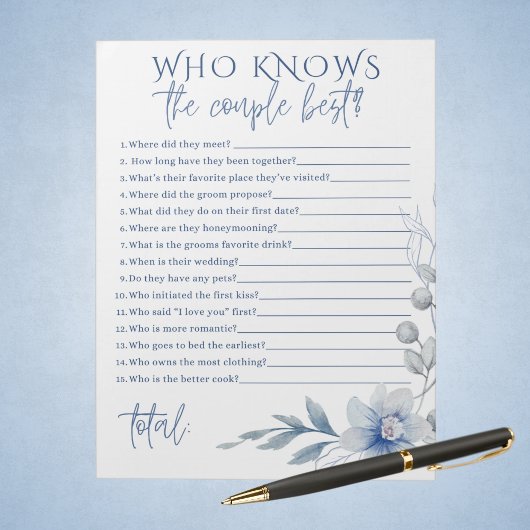 Waterverf Blauwe Bloem Paar Beste Bruids Spel Notitieblok