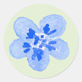Waterverf Blauwe Bloem Ronde Sticker (Voorkant)