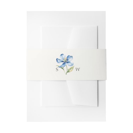 Waterverf Blauwe bloem Uitnodigingen Wikkel (Voorkant Voorbeeld)