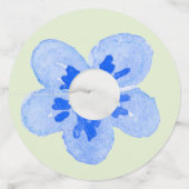 Waterverf Blauwe Bloem Wijnglaslabel (Achterkant)
