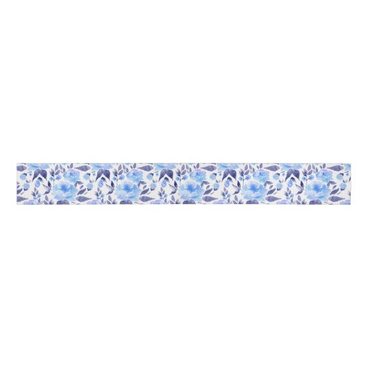 Waterverf blauwe bloemen 2 grosgrain lint (Voorkant)