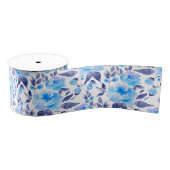 Waterverf blauwe bloemen 2 grosgrain lint (Spoel)