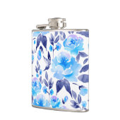 Waterverf blauwe bloemen 2 heupfles (Links)
