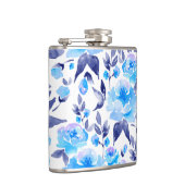 Waterverf blauwe bloemen 2 heupfles (Rechts)