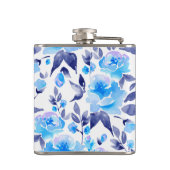 Waterverf blauwe bloemen 2 heupfles (Achterkant)