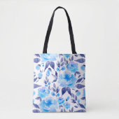 Waterverf blauwe bloemen 2 tote bag (Voorkant)