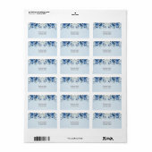 Waterverf Blauwe Bloemen Adreslabel Etiket (Full Sheet)