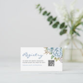 Waterverf Blauwe Bloemen Baby QR Code Registry Informatiekaartje (Staand voorkant)