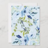 waterverf Blauwe Bloemen baby shower Uitnodiging (Achterkant)
