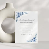 waterverf blauwe bloemen begrafenis bedankt kaart