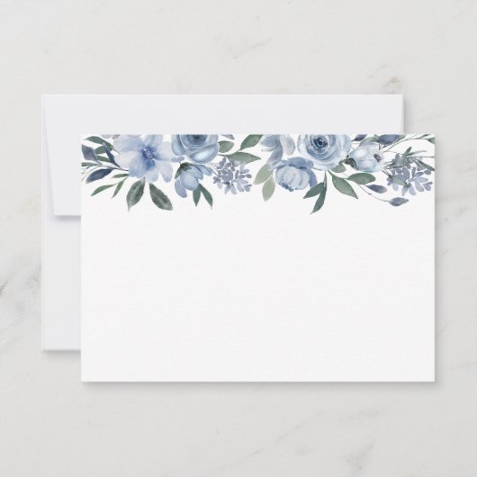 waterverf Blauwe Bloemen Begrafenis Dank u kaarten (Achterkant)