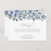 waterverf Blauwe Bloemen Begrafenis Dank u kaarten (Voorkant / Achterkant)