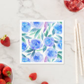 Waterverf blauwe bloemen. Bloedfloreel patroon Servet (Insitu)