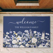 Waterverf Blauwe Bloemen Bloemrijke Elegante Welko