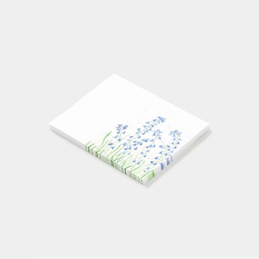 Waterverf blauwe bloemen bos bosgrond chic post-it® notes (Schuin)