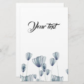 Waterverf blauwe bloemen briefpapier (Voorkant / Achterkant)