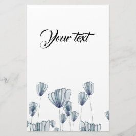 Waterverf blauwe bloemen briefpapier