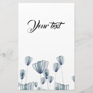 Waterverf blauwe bloemen briefpapier