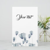 Waterverf blauwe bloemen briefpapier (Staand voorkant)