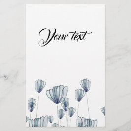 Waterverf blauwe bloemen briefpapier