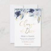 waterverf blauwe bloemen | Datum wijzigen Kaart (Voorkant)