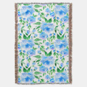 Waterverf blauwe bloemen deken (Voorkant Verticaal)