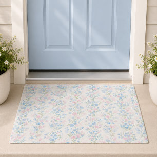 Waterverf Blauwe Bloemen Deurmat