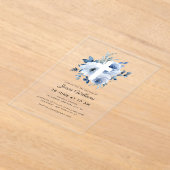 Waterverf blauwe bloemen Doop Acryl Uitnodigingen (Laagn)