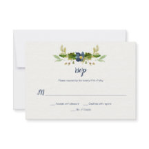 Waterverf Blauwe Bloemen, eikels, eikenbladeren RS