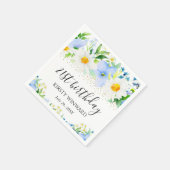 Waterverf Blauwe bloemen en madeliefjes Verjaardag Servet (Hoek)