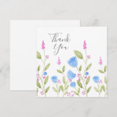 waterverf "Blauwe bloemen en roze bessen" Bedankkaart (Voorkant / Achterkant)