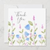 waterverf "Blauwe bloemen en roze bessen" Bedankkaart (Voorkant)