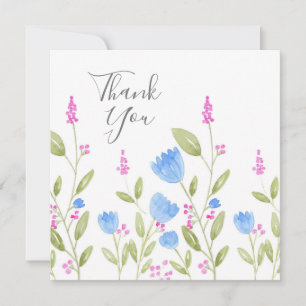 waterverf "Blauwe bloemen en roze bessen" Bedankkaart