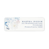 Waterverf Blauwe bloemen Etiket (Voorkant)