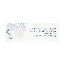 Waterverf Blauwe bloemen Etiket