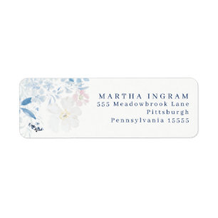 Waterverf Blauwe bloemen Etiket