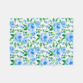 Waterverf blauwe bloemen fleece deken (Voorkant (Horizontaal))