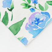Waterverf blauwe bloemen fleece deken (Hoek)