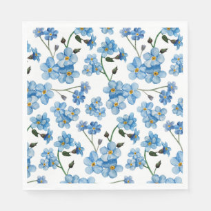 Waterverf blauwe bloemen. Floral giral patroon Servet