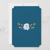 Waterverf Blauwe Bloemen Glitter Wedding Kaart (Achterkant)
