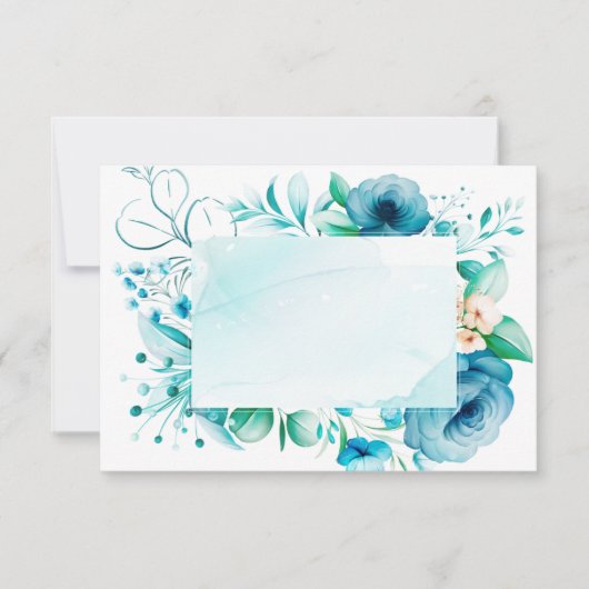 Waterverf Blauwe Bloemen Kaart, creëer Uw Eigen Bedankkaart (Voorkant)