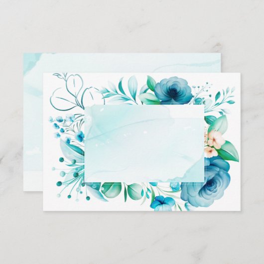 Waterverf Blauwe Bloemen Kaart, creëer Uw Eigen Bedankkaart (Voorkant / Achterkant)