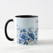Waterverf Blauwe Bloemen Koffiemok Mok (Links)