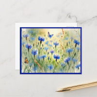 Waterverf Blauwe Bloemen Korenbloem Duitsland |