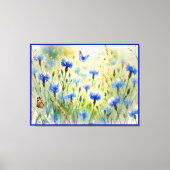 Waterverf Blauwe Bloemen Korenbloem Duitsland | Canvas Afdruk (Voorkant)