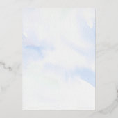 waterverf Blauwe Bloemen Kruis Doop Folie Uitnodiging (Achterkant)