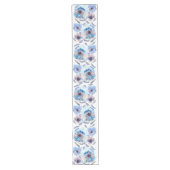 Waterverf blauwe bloemen lange tafelloper (Voorkant)