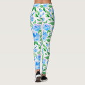 Waterverf blauwe bloemen leggings (Achterkant)