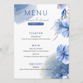 Waterverf Blauwe Bloemen Menu (Voorkant)