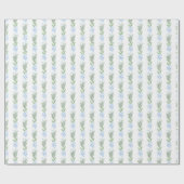 Waterverf Blauwe Bloemen Met Groen Cadeaupapier (Vlak)